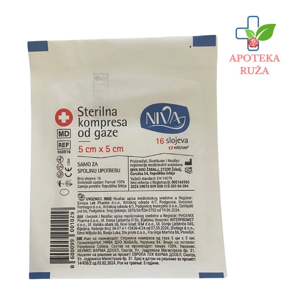 Kompresa sterilna 5×5 Niva 1 komad