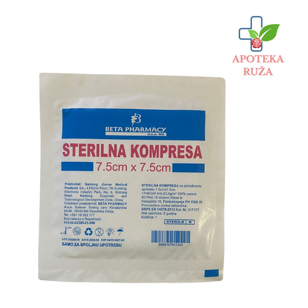 Kompresa sterilna 7,5×7,5 Beta 1 komad