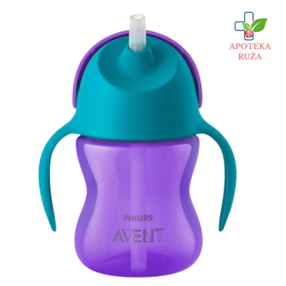 Avent magična šolja sa slamkom sa ručkama za devojčice 9+ ljubičasta 200ml 1912