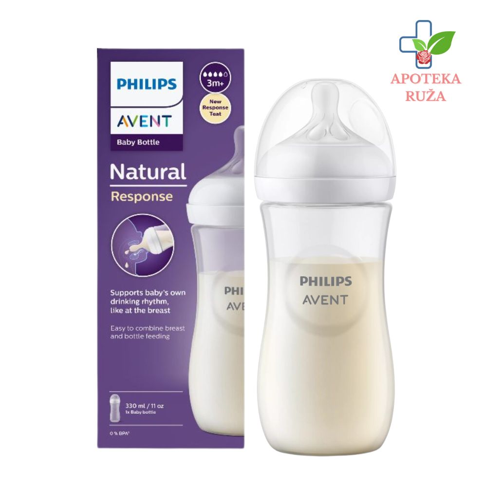 Avent plastična boca Natural Response Deo za bebe 3+ sa većim protokom tečnosti 330ml 9752