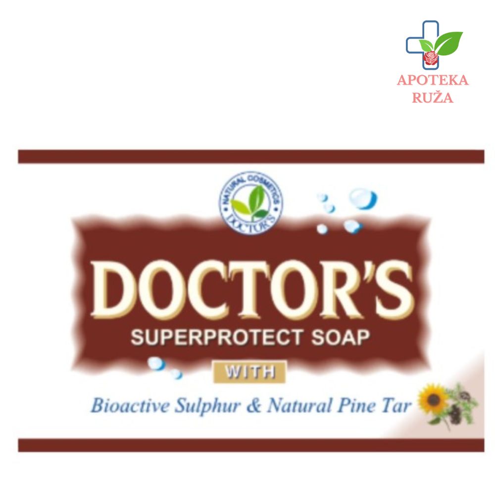 Doctors medicinski sapun Superprotect sa sumporom i borovim katranom seborojičnu kožu sklonu svrabu i perutanju 100gr