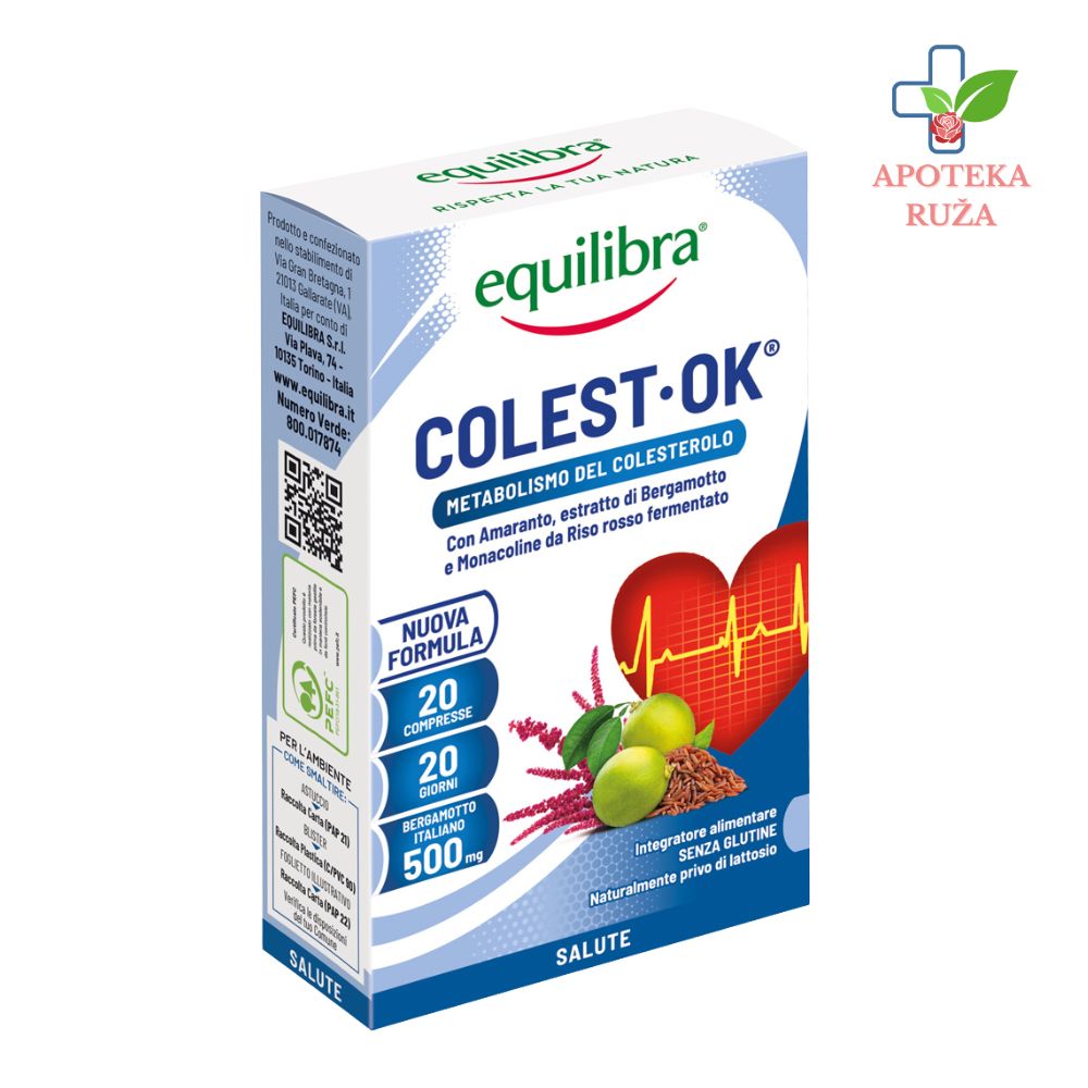 Equilibra Colest OK za snižavanje holesterola na bazi crvenog pirinča 20 tableta