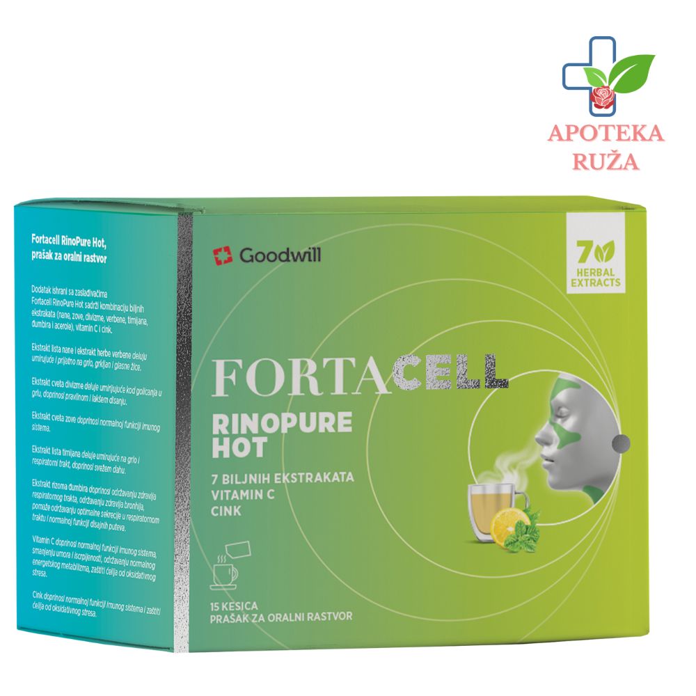 Fortacell Rinopure Hot za ublažavanje prehlade i gripa 15 kesica