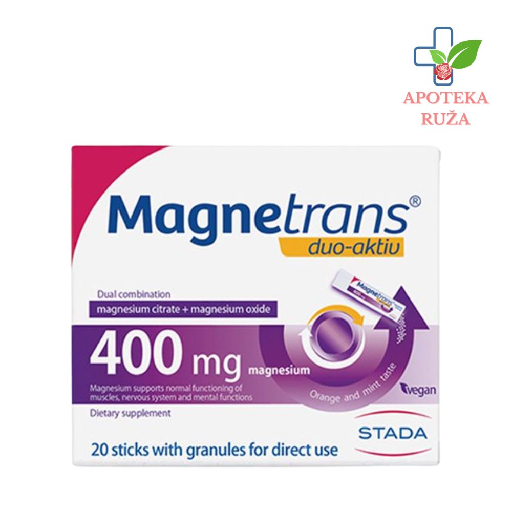 Magnetrans Duo Aktiv (magnezijum citrat  i magnezijum oksid) 20 direkt kesica