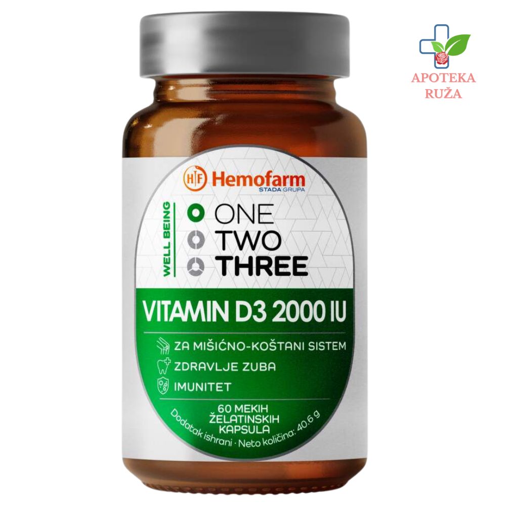 One Two Three Vitamin D3 2000 IU 60 kapsula