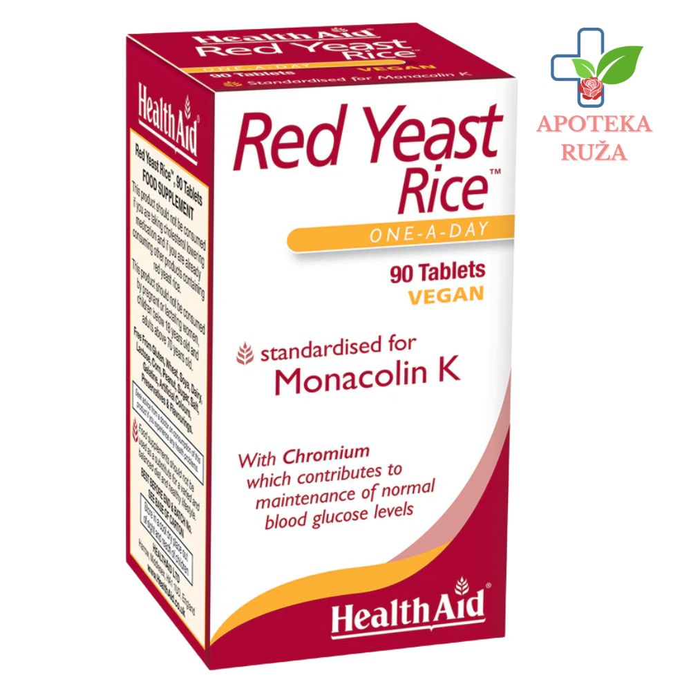 Red Yeast Rice za snižavanje holesterola na bazi crvenog pirinča 90 tableta (za 3 meseca terpije) HealthAid