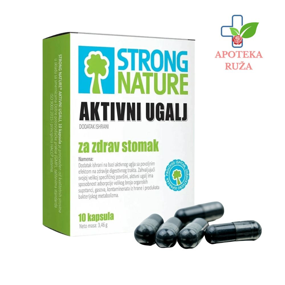 Strong Nature Aktivni ugalj 250 mg 10 kapsula