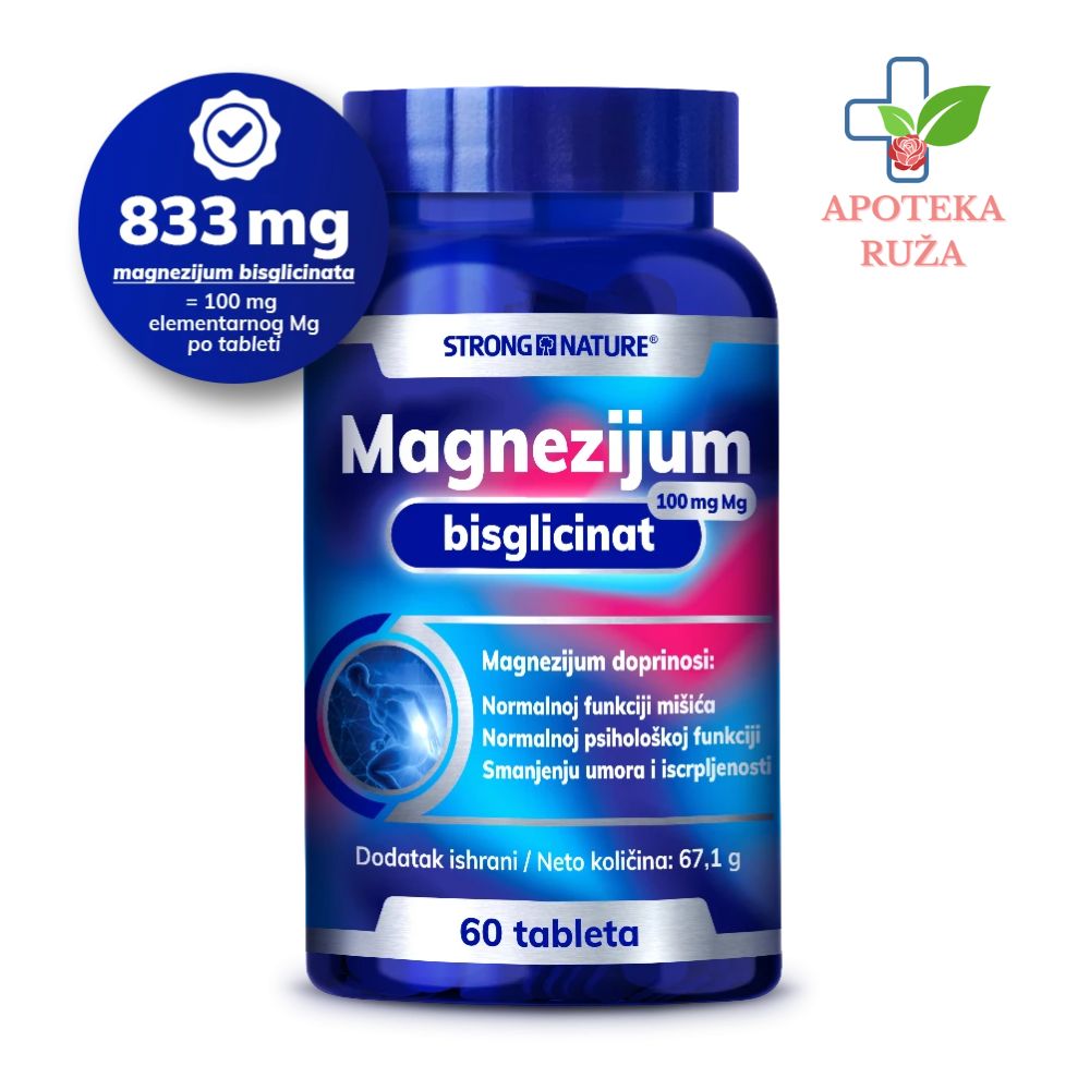 Strong Nature Magnezijum bisglicinat – 100 mg Mg 60 tableta