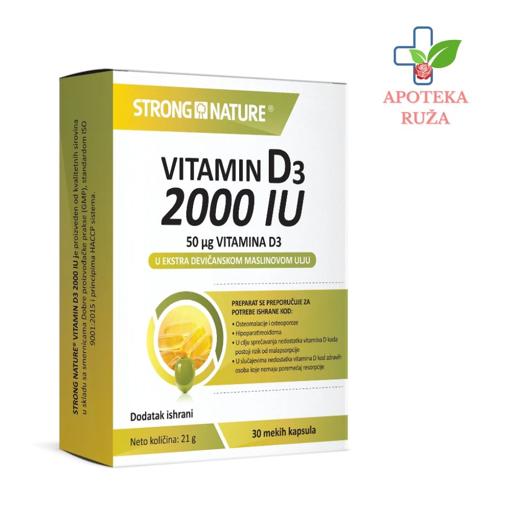 Strong Nature Vitamin D3 2000 IU u ekstra devičanskom maslinovom ulju 30 kapsula