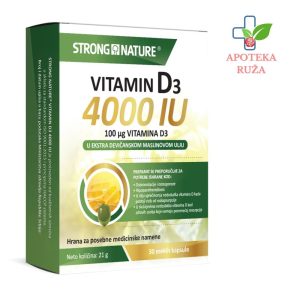Strong Nature Vitamin D3 4000 IU u ekstra devičanskom maslinovom ulju 30 kapsula