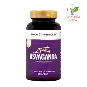 Zlatna Ašvaganda 60x500mg kapsule protiv stresa i psihičke napetosti Srce prirodi
