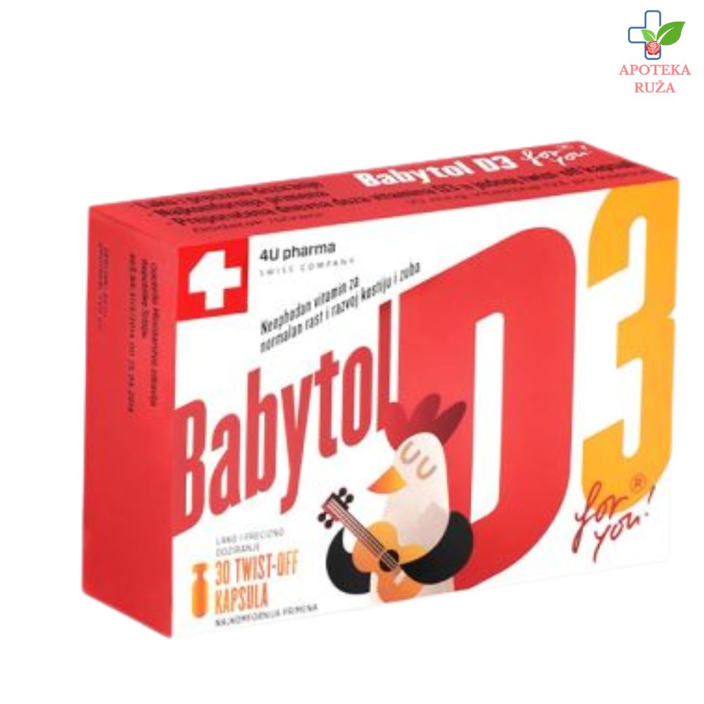 Babytol D3 u maslinovom ulju za normalan rast i razvoj kostiju kod dece 30 kapsula