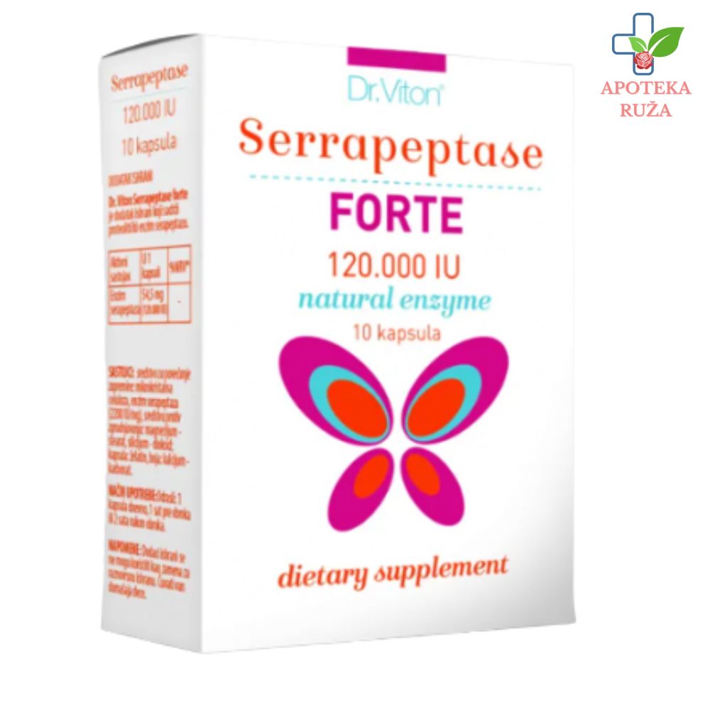 Dr Viton Serrapeptase Forte protiv upale, otoka i bola 120 000 IU 10 kapsula