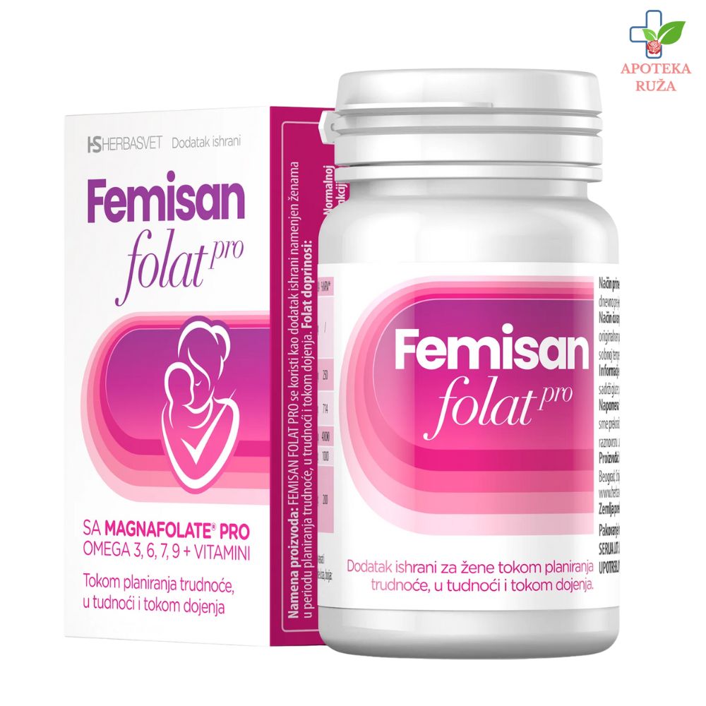 Femisan Folat tokom planiranja trudnoće, u trudnoći i tokom dojenja 30 kapsula