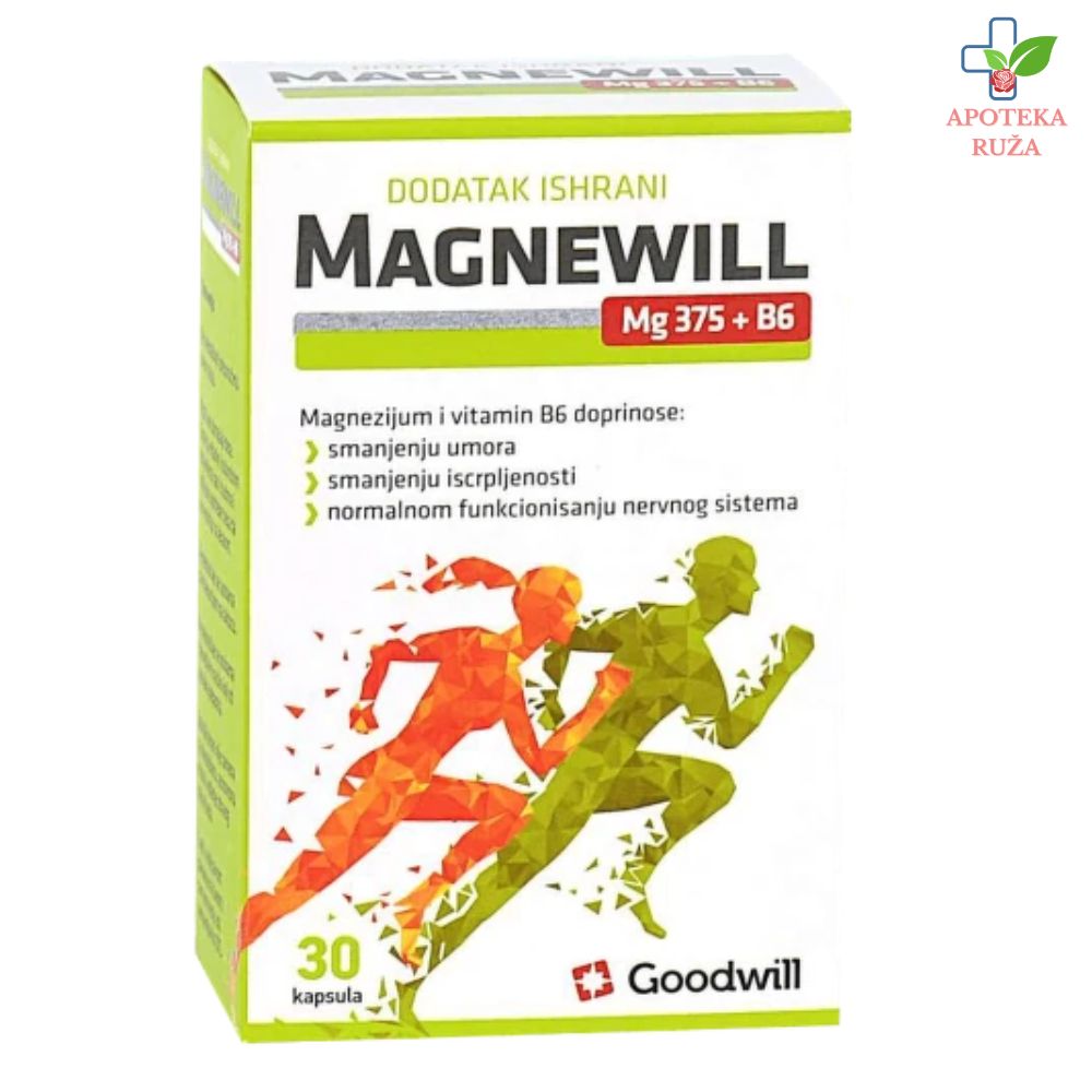 MagneWill Mg 375+ Vitamin B6 30 kapsula
