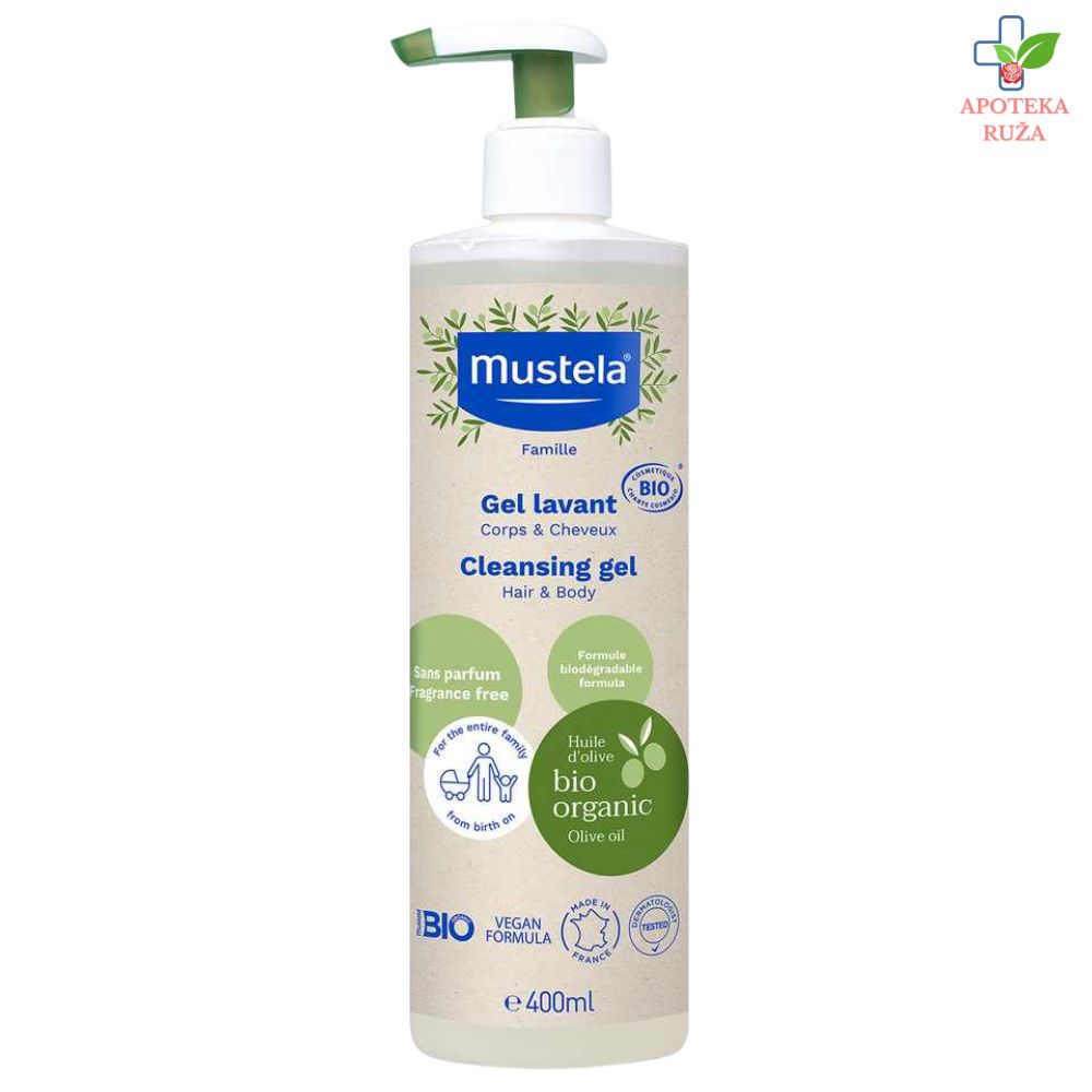 Mustela Organic 2u1 gel za pranje kose i tela 400ml