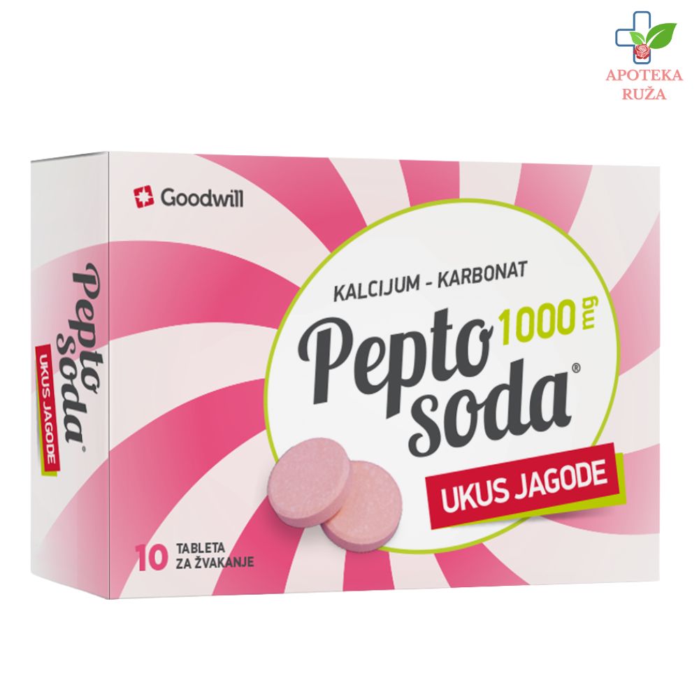Pepto Soda Jagoda tablete za žvakanje 1000mg 10 tableta