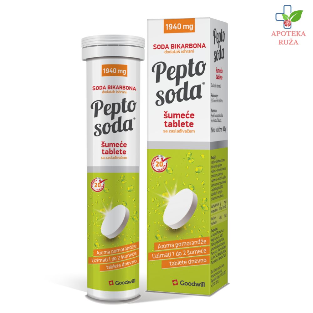 Pepto Soda protiv gorušice sa ukusom pomorandže 20 šumećih tableta