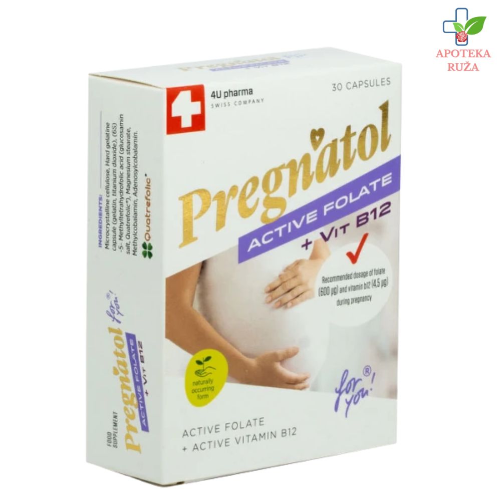 Pregnatol Active Folate + Vitamin B12 za dobru pripremu i zdravu trudnoću 30 kapsula