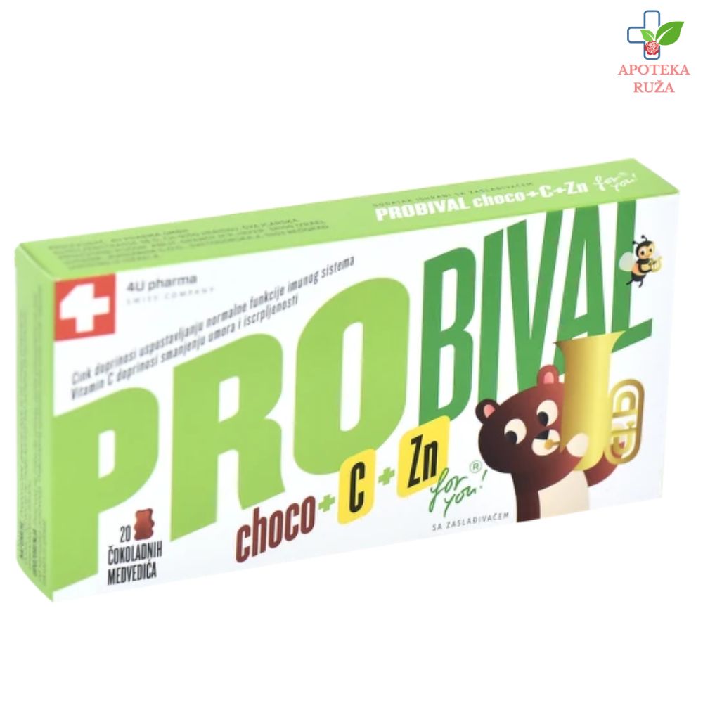 Probival Choco sa vitaminom C i Cinkom za imunitet i zdravu mikrofloru dece 20 čokoladnih medvedića