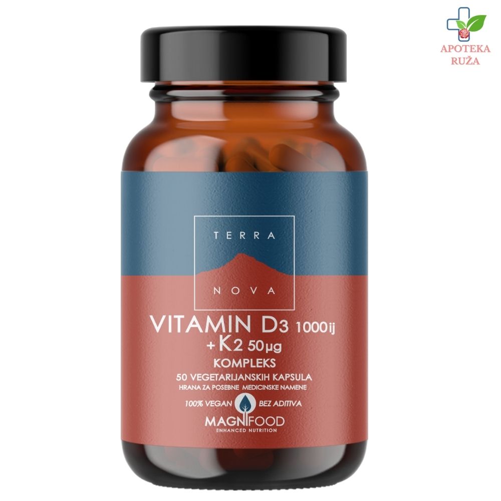Terranova Vitamin D3+K2 1000iu 50 kapsula