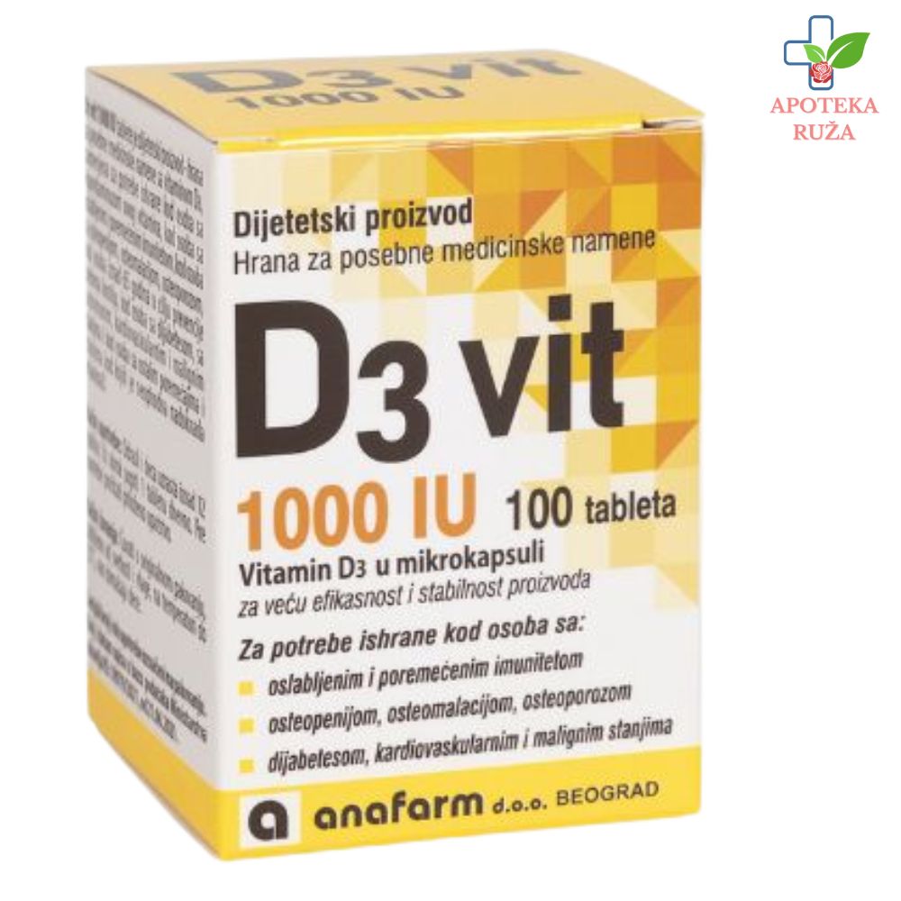 Vitamin D3 1000 IU Anafarm 100 tableta