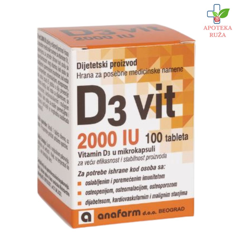 Vitamin D3 2000 IU Anafarm 100 tableta