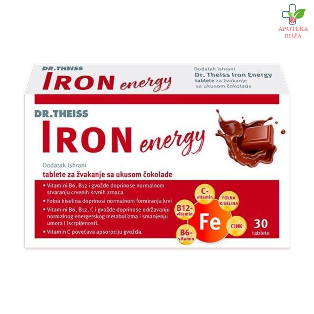 Dr Theiss Iron Energy – gvožđe 30 tableta za žvakanje sa ukusom čokolade