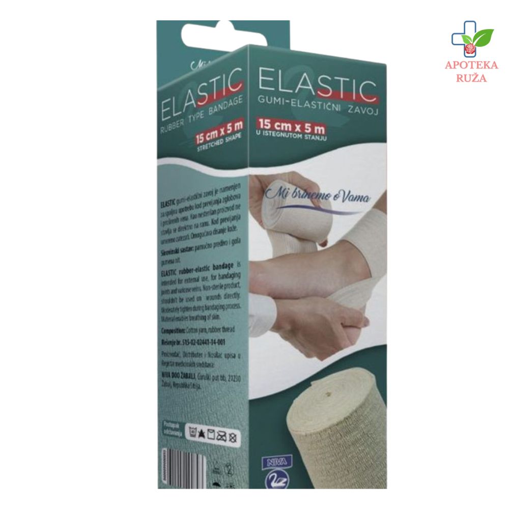 Elastični gumeni zavoj 15cmx5m Niva