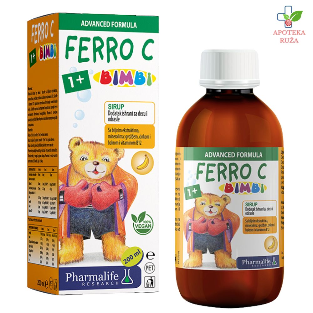 Ferro C Bimbi sirup sa gvožđem kod anemije i za bolju krvnu sliku 1+ 200ml