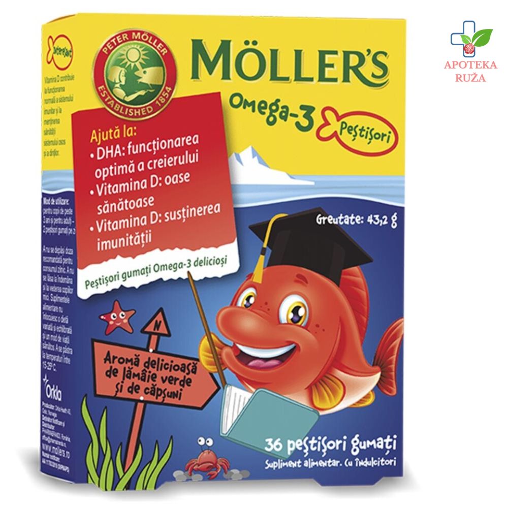 Mollers Omega 3 36 gumenih ribica sa ukusom jagode