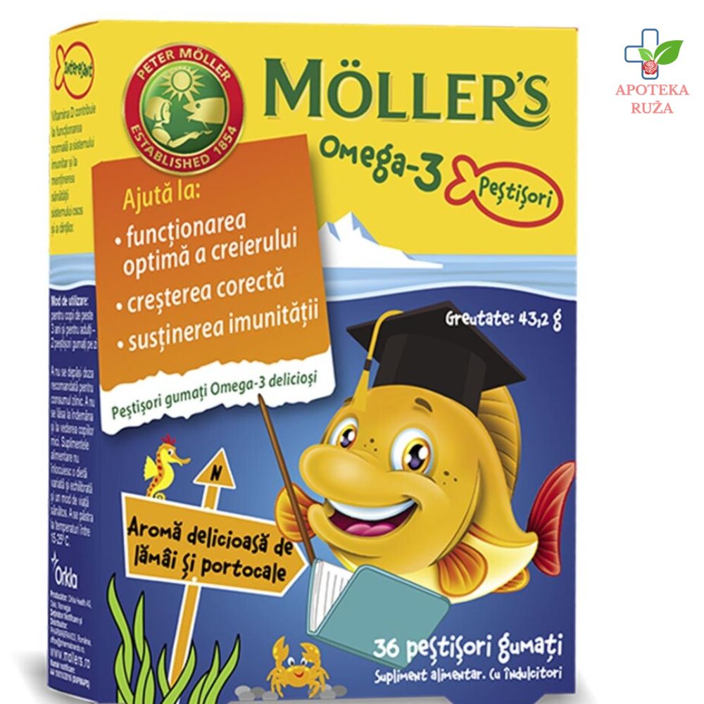 Mollers Omega 3 36 gumenih ribica sa ukusom narandže