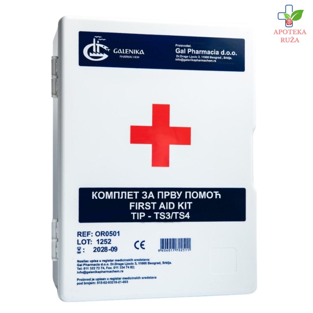 Ormarić za prvu pomoć TS4 plastični – Galenika – Namenjen za 20-100 zaposlenih