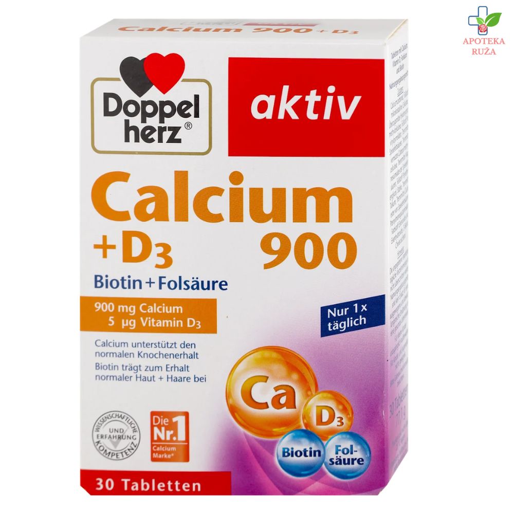 Doppelherz Aktiv Kalcijum 900 + D3 + Biotin 30 tableta
