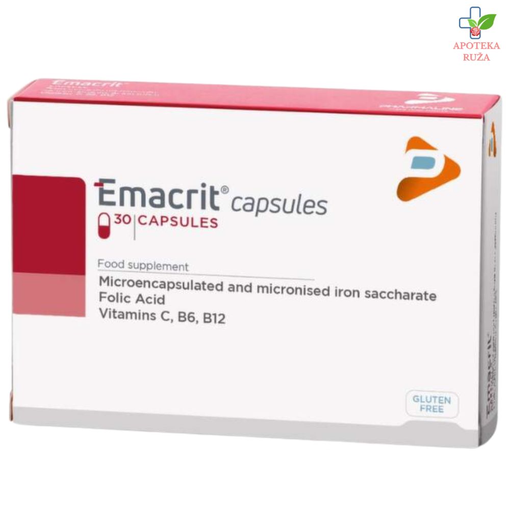 Emacrit – gvožđe za poboljšanje krvne slike i protiv anemije 30 kapsula