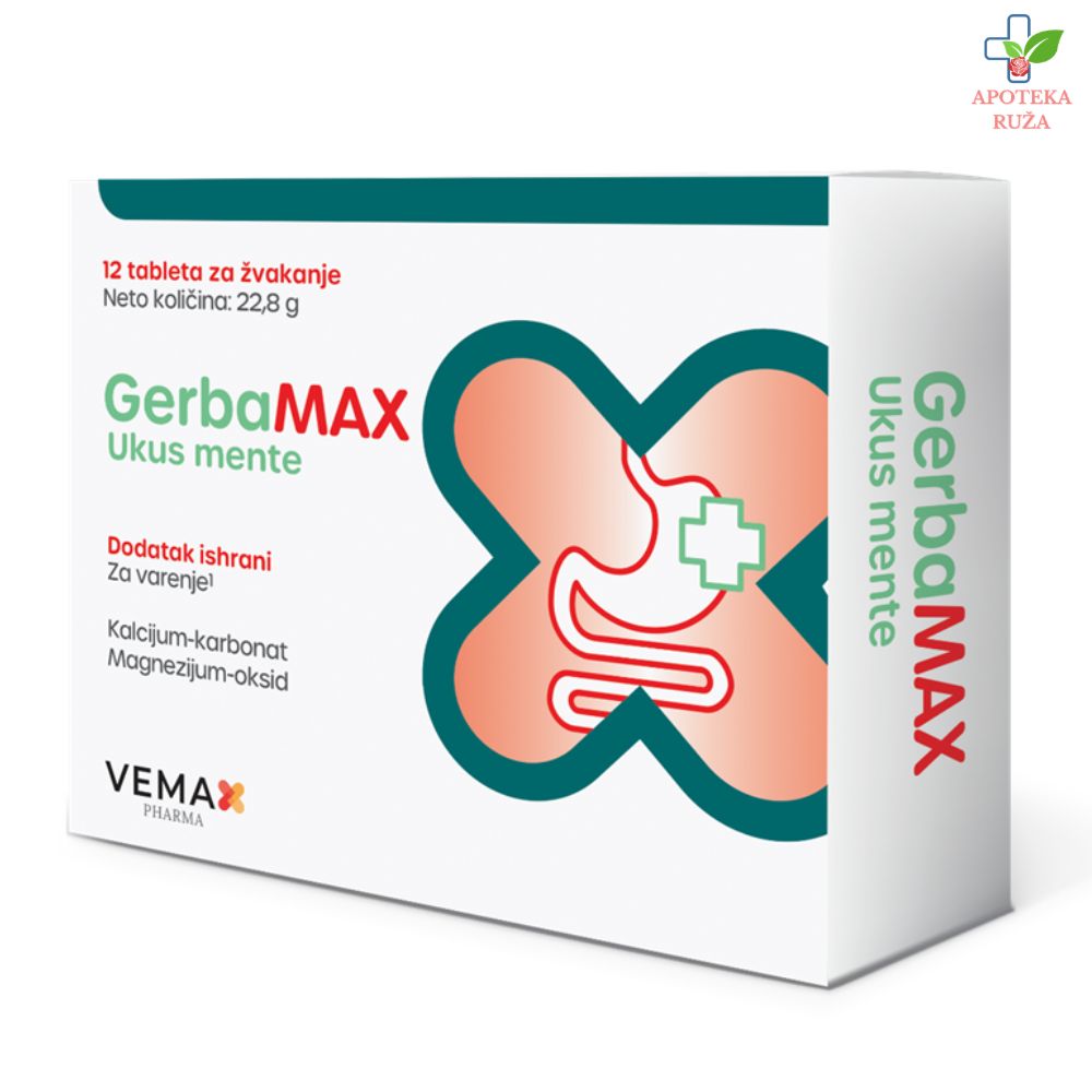 Gerbamax protiv kiseline i GERB-a 12 tableta za žvakanje