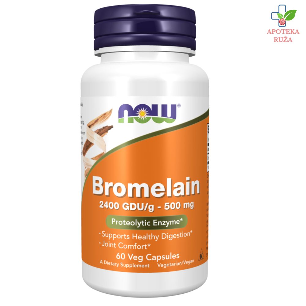 NOW Bromelain protiv otoka, upale i bola 500mg 60 kapsula