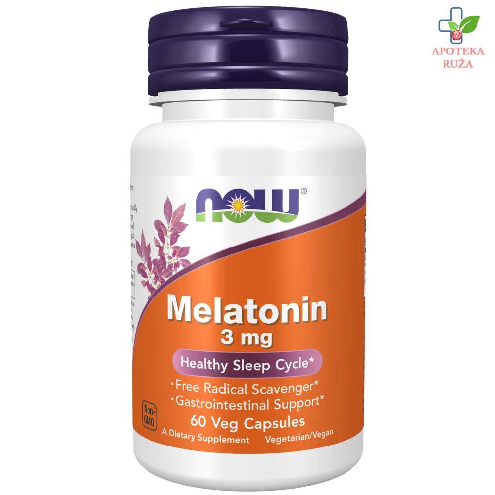 NOW Melatonin za brže uspavljivanje i opuštanje 3mg 60 kapsula