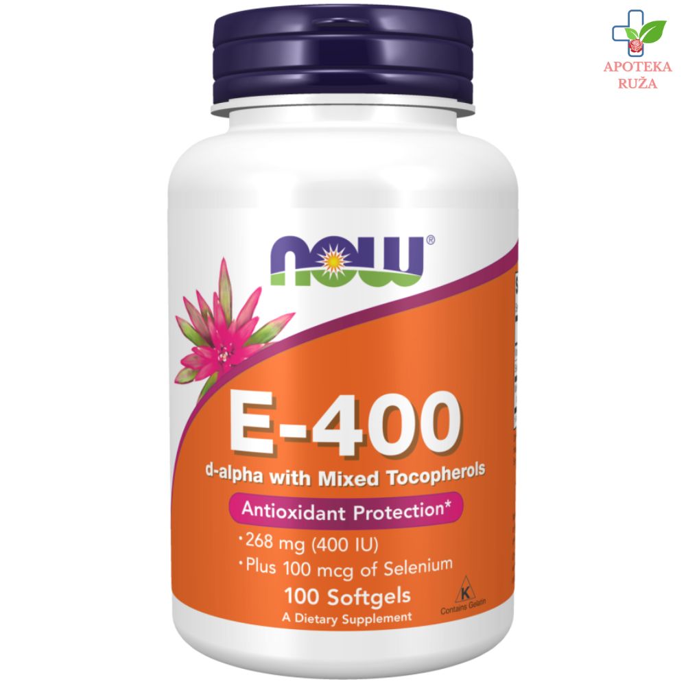 NOW Vitamin E 400IU + Selen 100mcg 100 softgel kapsula