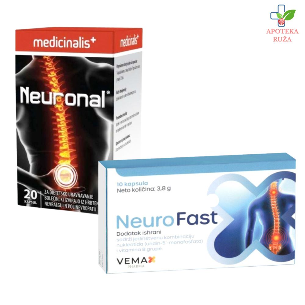 Neuronal za obnovu oštećenih nerava 20 kapsula + Neurofast za brz oporavak nerava i protiv neuropatskog bola 10 kapsula GRATIS