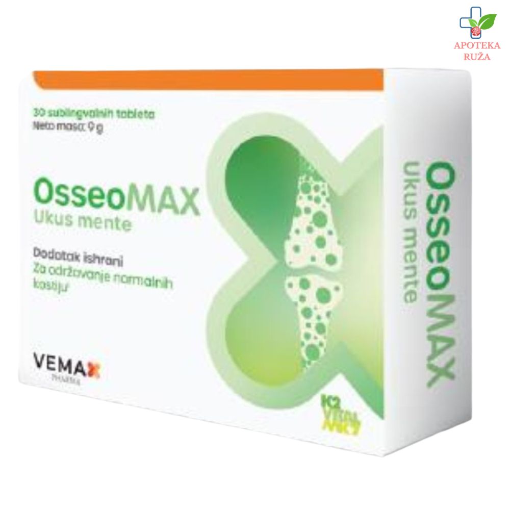 Osseomax protiv osteoporoze 30 sublingvalnih tableta UKUS NANE