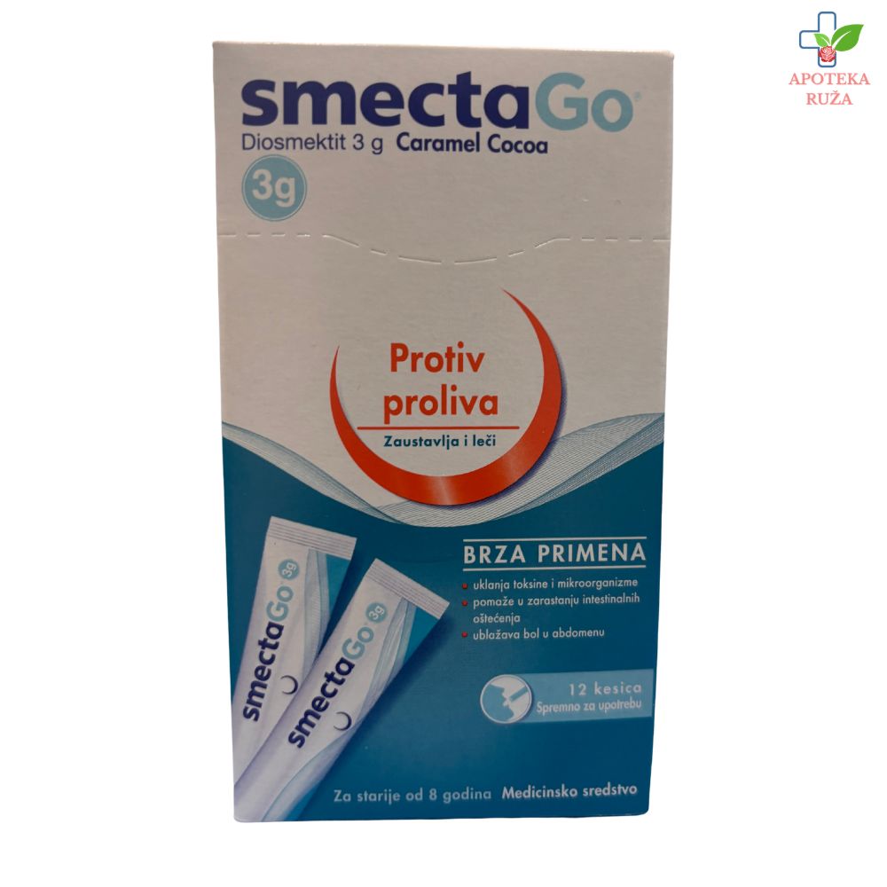 Smecta Go protiv dijareje karmela čokolada za decu iznad 8 godina 12 direkt kesica