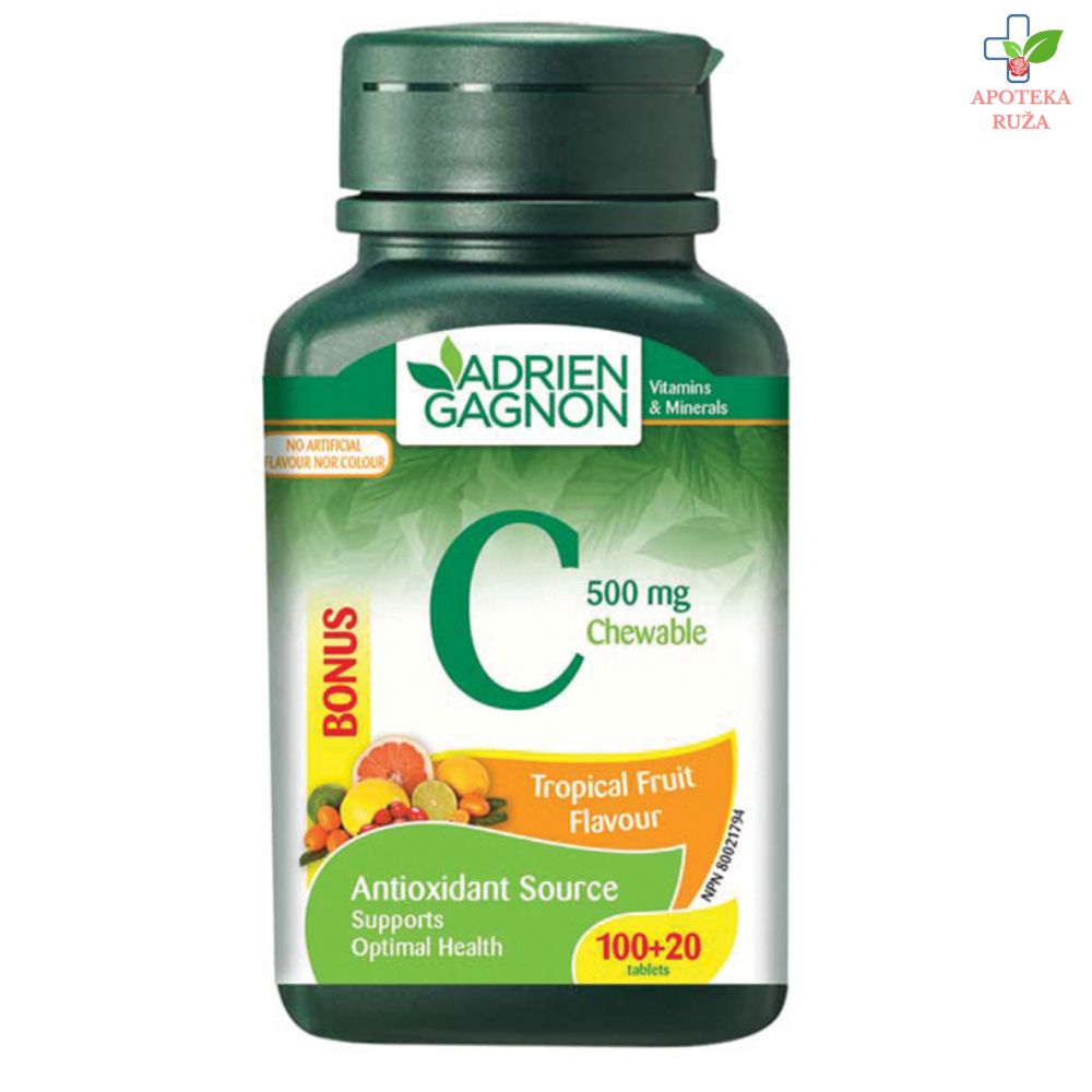 Adrien Gagnon Vitamin C tablete za žvakanje 500 mg 120 kapsula