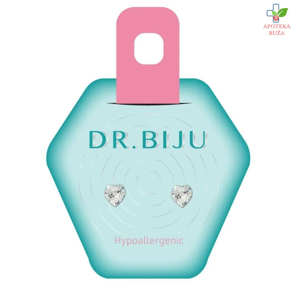 DR.BIJU minđuše Heart 5,5mm Crystal