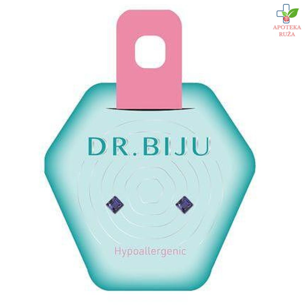 DR.BIJU minđuše Square 4mm Tanzanite