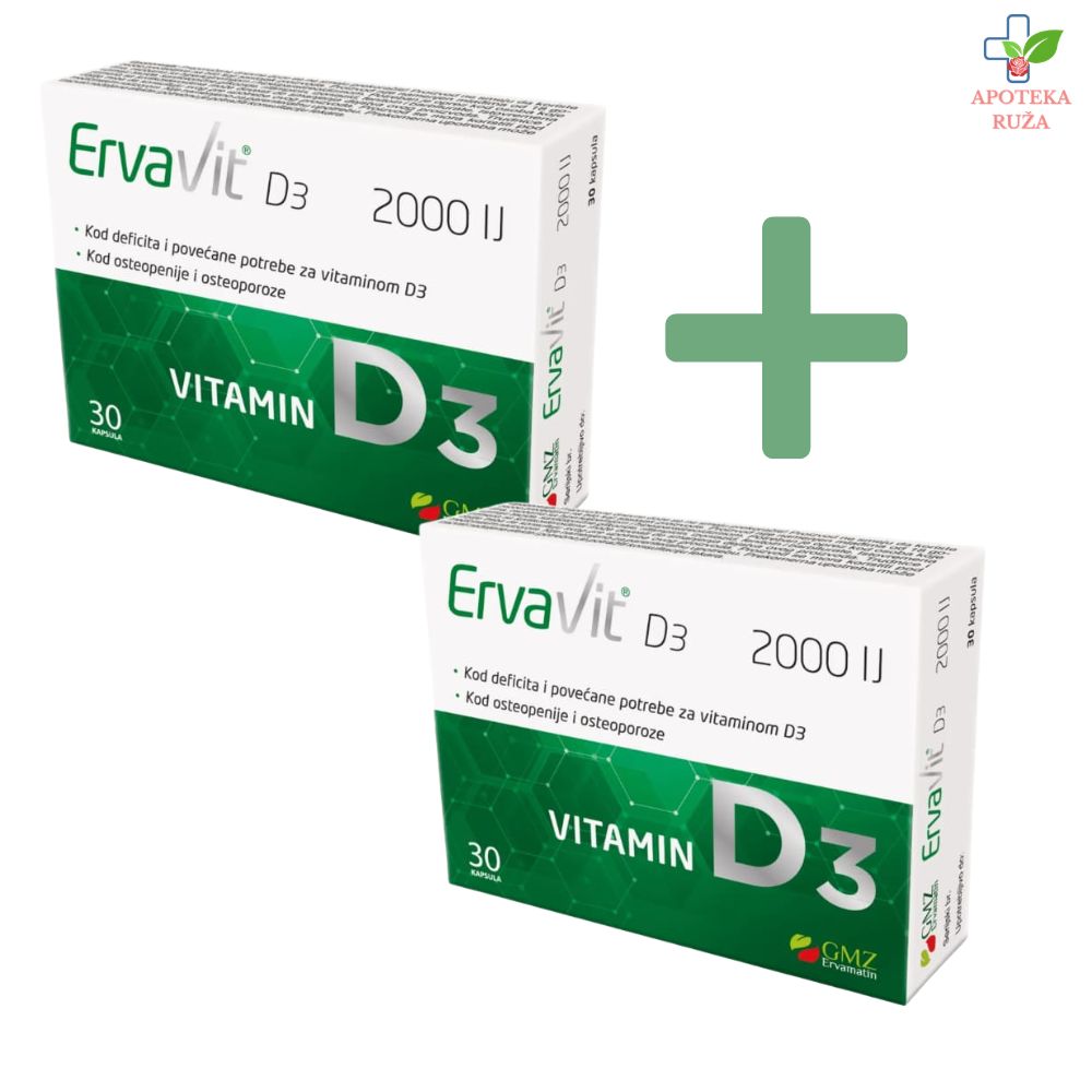 Ervavit Vitamin D3 2000IU 30 kapsula 1+1 GRATIS