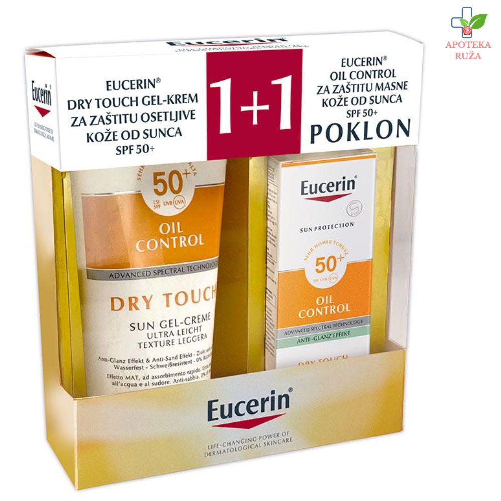 Eucerin Sun Box Pigment Control Fluid za zaštitu od sunca SPF 50+ 50ml 87997 + Eucerin Dry Touch Gel-krem za zaštitu osetljive kože od sunca SPF 50 200ml 83555