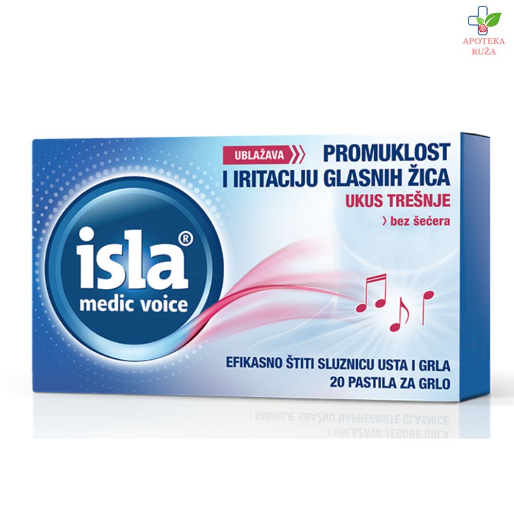 Isla Medic Voice pastile za grlo protiv promuklosti, ukus trešnje 20 komada BEZ ŠEĆERA