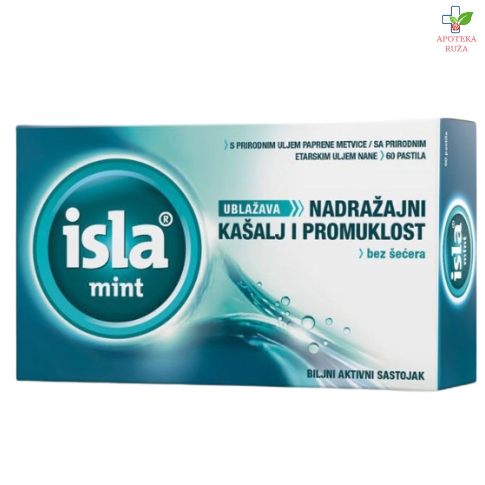 Isla Mint pastile za grlo protiv promuklosti i suvog kašalja 60 komada BEZ ŠEĆERA