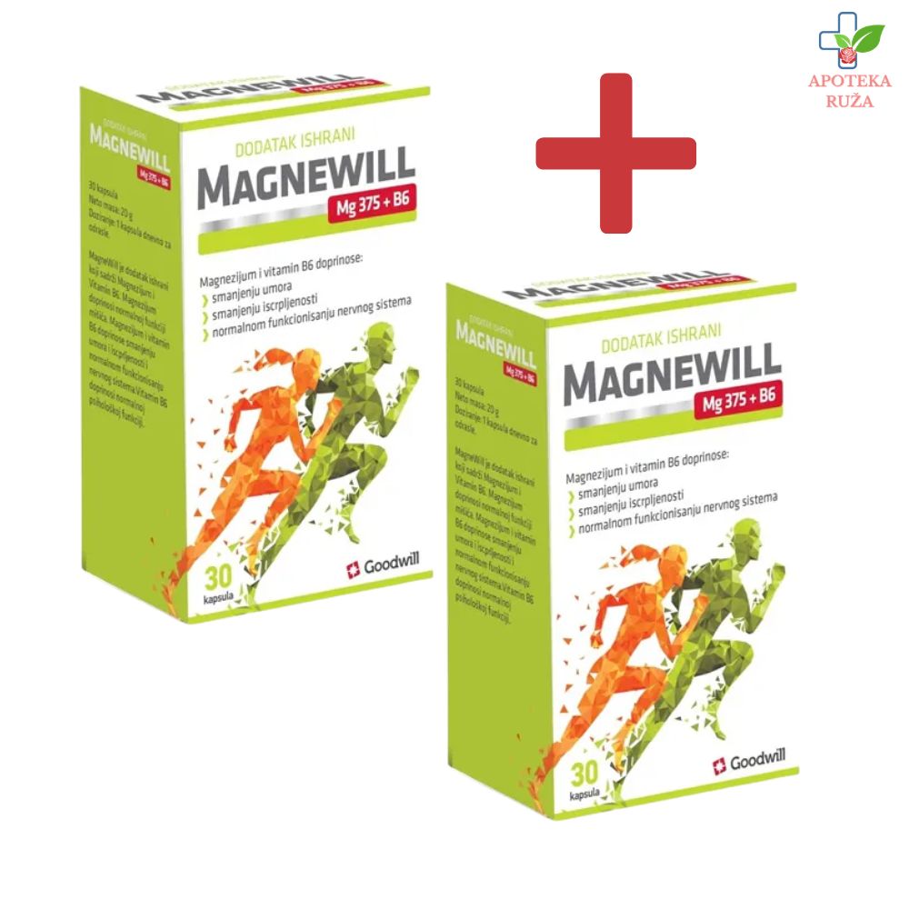 MagneWill Mg 375+ Vitamin B6 30 kapsula 1+1 GRATIS
